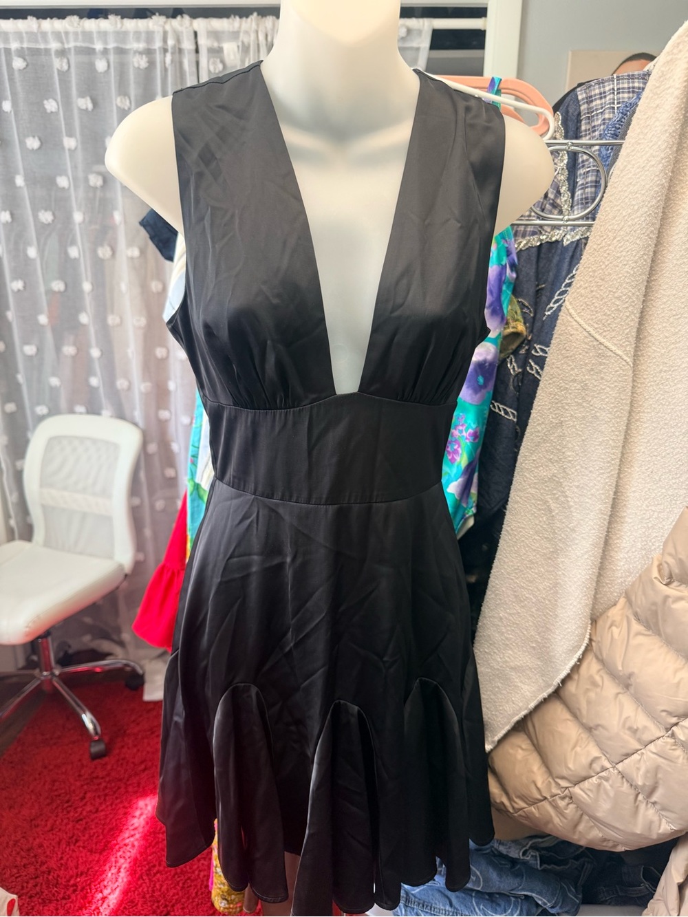 Abercrombie & Fitch Black Deep V-Neck Mini Dress